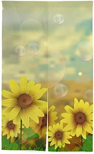 Amazon Tinzzeros のれん おしゃれ 黄色いヒマワリと日当たりの良い背景 ヴィンテージ 柄が ポーチ 独特の ファブリックパーテーション 綿麻混 ナチュラル 高級感の ショート 突っ張り棒付き 幅85 丈90 のれん オンライン通販