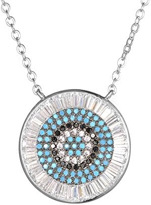 KIVN Fashion Jewelry Spiritual Evil eye Pave CZ Cubic Zirconia Pendant Necklaces for Women