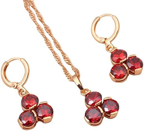 Bling Jewellry Opal Jewelry Sets!Lovely 18K Gold Plated Garnet AAA Zirconia Crystal Jewelry Sets Earrings Necklace Js261A