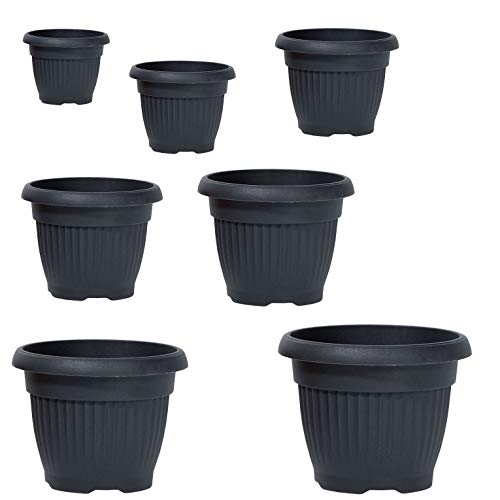 Terra Blumenkübel Pflanzkübel Blumentopf aus Kunststoff Anthrazit 7 Größen 55 cm