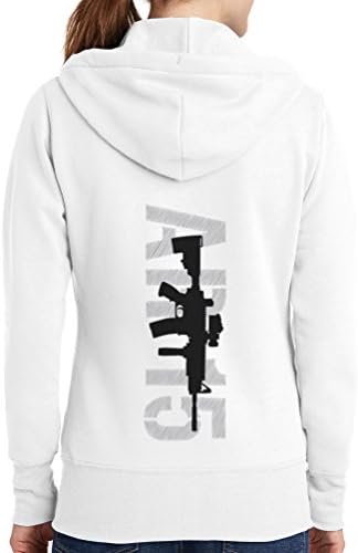 Womens AR-15 Full Zip Hoodie, White, Medium