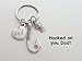 Dad Fish Hook Keychain with Little Fish Charm - Hooked on You Dad; Father's Keychain