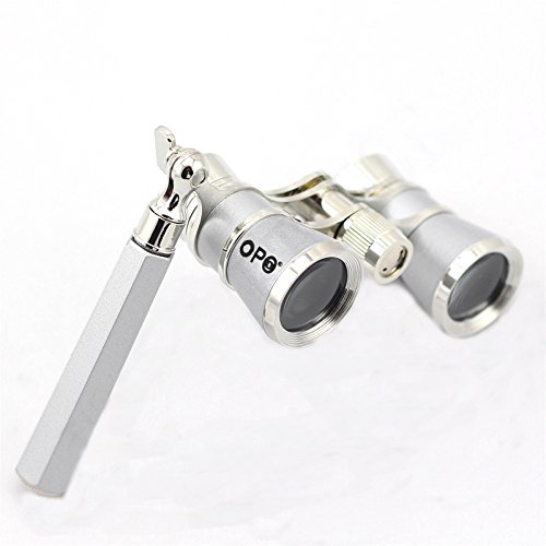 Opera Glasses Compact Binoculars for Theater Horse Racing Classical Lady Gift 3X25 Silver with Removeable Handle - Thumbnail 5