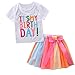 KIDSA Baby Toddler Little Girls It's My Birthday Print Shirt Tutu Skirt Dress Outfit Set