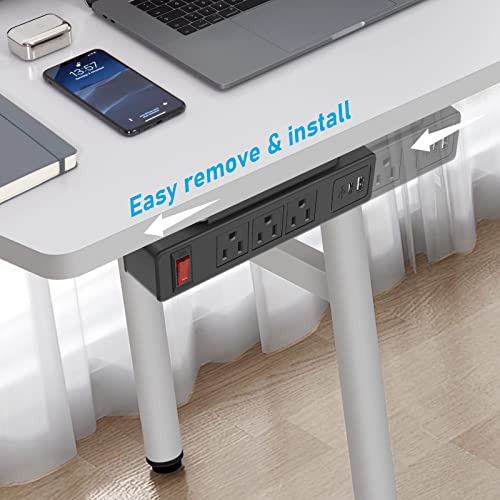 Under Desk Power Strip, Adhesive Wall Mount Power Strip with 20W USB