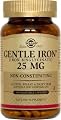 Solgar Gentle Iron 25 MG (IRON BISGLYCINATE) 180 Vegetable Capsules (Pack of 3)
