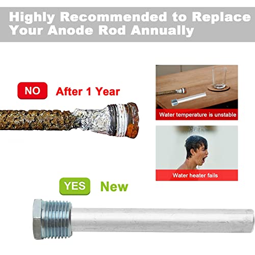 2 Pack RV Water Heater Anode Rod 4.5" L x 1/2" NPT, Replacement Part