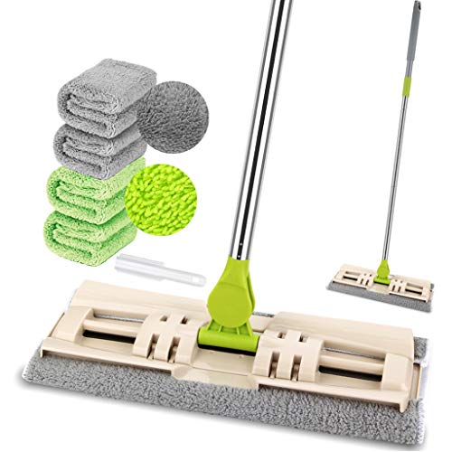 Microfiber Mop for Hardwood Floor Cleaning with 4 Washable Pads, Dry