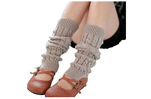 Elandy Knit Winter Thermal Warm Leg Warmers-Long Socks Boot Cuffs Topper Legging Pads For Women Lady Girls Best Xmas Gift (Light Grey)