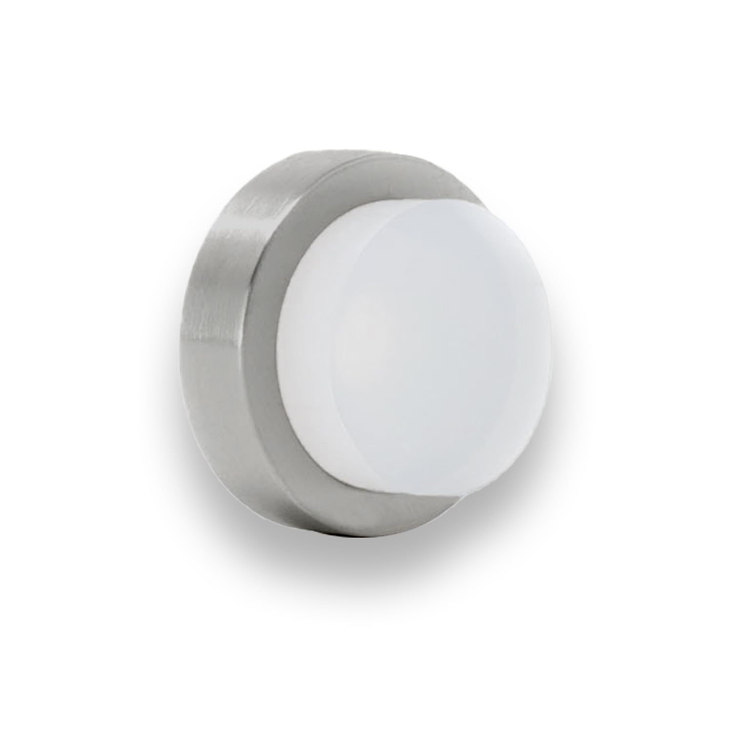 EVI Herrajes | Door Stop | 0.94" x 0.55" | Adhesive or Screw Installation | Matte Finish (Stainless Steel) | White Natural Silicone Rubber | Mod. I-205/24B