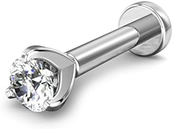 Candere 0.07 ct 18K Solid White Gold Diamond Nose Stud for Women 3.07 mm (IGI Certified)