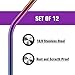 Stainless Steel Straws Set of 12, Wildone 10.5 Inch Bent Metal Drinking Straws, Reusable Straws with Free Cleaning Brush, 5 Colors, for 20oz 30oz Tumblers(12 Bent + 2 Brushes+1 Black Pouch)