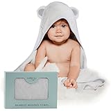Natemia Bamboo Hooded Baby Bath Towel | Highly Absorbent, Plush, Soft, Bacterial &amp; Odor Resistant Towel | For Boys, Girls, Newborns &amp; Infants | Great Baby Shower Gift