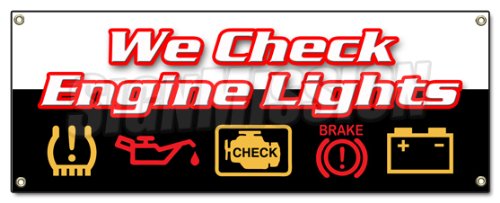 UPC 682017687742, WE CHECK ENGINE LIGHTS BANNER SIGN repair automotive mechanic sensor maintenance