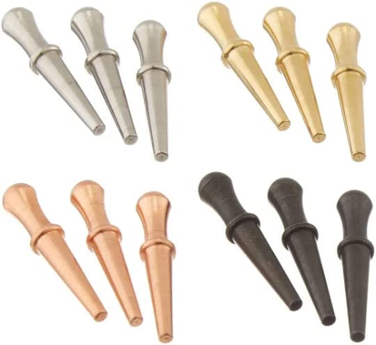 Brimtoy set of 12 metal cribbage pegs - Stainless steel, Brass, Black and copper - 1/8inch / 3mm, will fit standard traditional cribbage board - supplied with storage bag for easy travel