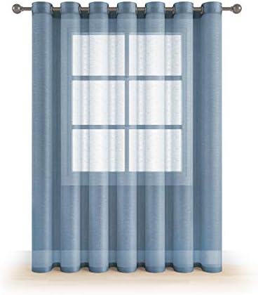 MEMIAS Extra Wide 1 Window Sheer Elegant Voile Curtain with Grommets for All Rooms Decoration, 104" W x 84" L, Quite Blue