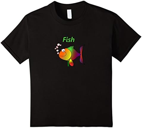 Kids Fish Tshirt Tee Cartoon Fish 6 Black