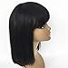 JYL Hair Human Hair Bob Wigs with Bangs Brazilian Yaki Machine Made Glueless Short Wigs Grade 8A (12