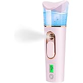 FATUXZ Handy Nano Facial Mister with Skin Analyzer Moisture Tester, Portable Nano Mist Sprayer Atomization Eyelash Extensions Steamer Mister,Mini Cool with Large Capacity,Face Moisturizing