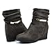 DREAM PAIRS COLINE Women's Casual Hidden Wedge Side Zipper Fuax Furs Line Booties Shoes