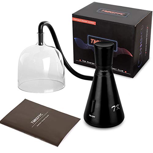 Smoking Gun Food Smoker Portable Hand-held Smoke Infuser for Food Cocktails Drinks, 4 AA Batteries Operated, Glass Dome Cloche Cover Included, Black - Thumbnail 6