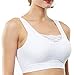 Belugue Women's Seamless Lace Overlay Bralette Wire-Free Sports Bra White L