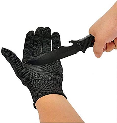 ZL9 Grade 5 industrial wire wrapped steel wire cut-proof gloves Black steel wire gloves Industrial high-strength gloves for self-defense (Color : Black, Size : S)