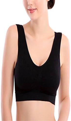 Herekind Plus Size Womens Thin No Mat Athletic Vest Fitness Sports Yoga Stretch Bra Top Seamless Underwear for Female Ladies Black 3XL