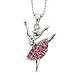 Pink Dancing Ballerina Dancer Dance Pendant Necklace Charm Women Ballet Jewelry