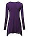 WT953 Womens Round Neck Long Sleeve Rib Trapeze Tunic Top XXXL Purple