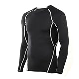 4ucycling Compression Tight Shirt Base Layer Breathable Sleeves Fit Slim Sports Design for Work Out Blue/Black