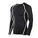 4ucycling Compression Tight Shirt Base Layer Breathable Sleeves Fit Slim Sports Design for Work Out Blue/Black