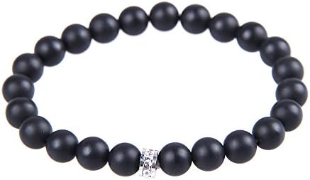 Stainless Steel O Ring and Black Onyx Stone Bead Bracelet Original Color