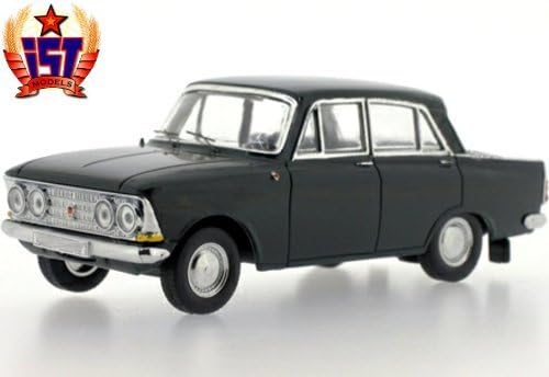 iST Model 1/43 Scale Prefinished Fully Detailed Diecast Model, 1966 Moskwitch 408E 4-Door Sedan with 4 Headlights and a Roof Rack, Medium Greyish Blue #IST105