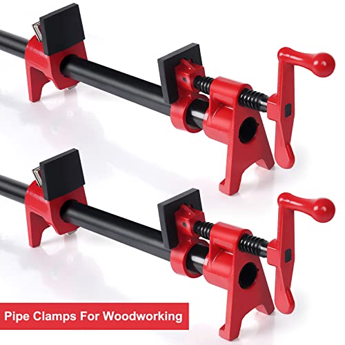 FASTORS Wood Clamps 2Pack 3/4 Inch Pipe Clamps for Woodworking Heavy
