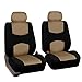 FH GROUP FH-FB050115 Full Set Flat Cloth Car Seat Covers Beige Color- Fit Most Car, Truck, Suv, or Van