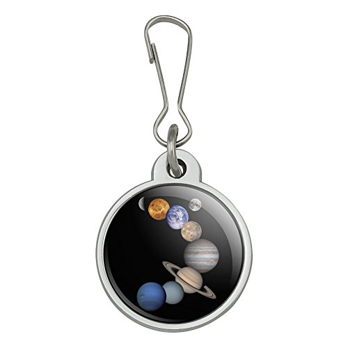 Solar System Planets Mercury Venus Mars Earth Moon Jupiter Saturn Uranus Neptune Jacket Handbag Purse Luggage Backpack Zipper Pull Charm