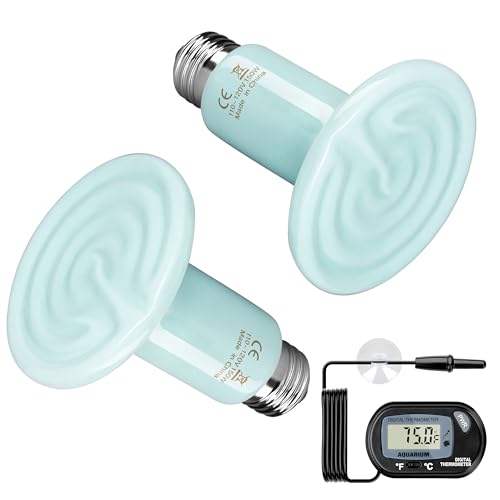 Simple Deluxe 150W 2-Pack Ceramic Heat Emitter Reptile Heat Bulb No Light, LCD…
