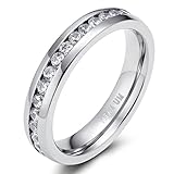 TIGRADE 4mm 6mm Titanium Ring Cubic Zirconia