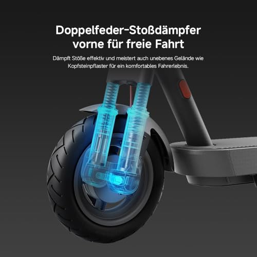 Xiaomi 5 E-Scooter mit Straßenzulassung (max. 20km/h, bis zu 60km Reichweite & 18% Steigung, Federung vorne, 10" Luftreifen, Blinker, Dual-Bremssystem, App) 3