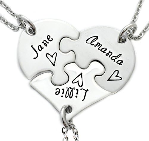 Oaklee MaeName Puzzle Piece Necklace Set of 3 - Personalized Jewelry - Best Friend - Sister - 1184