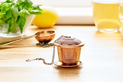 Loose Leaf Tea Infuser (Set of 2) with Tea Scoop and Drip Dray by Apace - Ultra Fine Stainless Steel Strainer & Steeper for a Superior Brewing Experience - Thumbnail 4