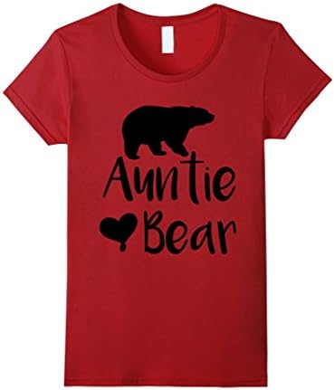 Womens Auntie Bear Funny Family Matching Shirts Set XL Cranberry