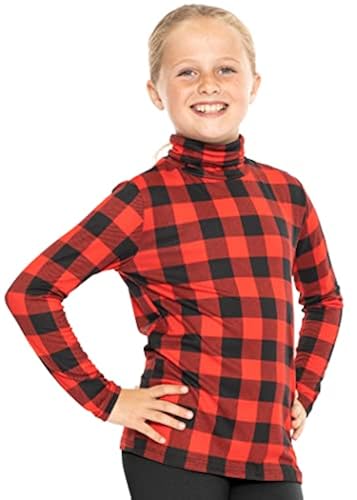 Girl's Long Sleeve Turtleneck Red Buffalo Plaid X-Large in Bahrain
