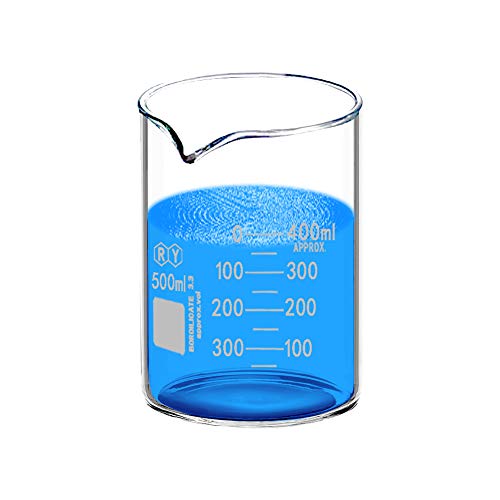Glass Beakers 500ml Borosilicate Graduated Measuring Low Form Beaker