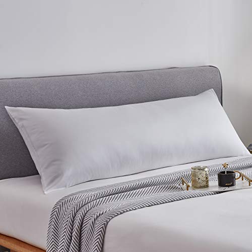 MoMA Premium Body Pillow Cover (100 Percent Cotton, 800 Thread Count) - XL High Thread Count Body Pillowcase - Luxury 21 x 54 Body Pillow Case - White Long Body Pillow Cover - Long Pillow Case - Thumbnail 5