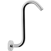 NearMoon S Shaped Shower Head Riser Arm, Shower Extender Arm with Flange, Standard 1/2" Connection- Bathroom Accessory (10 In