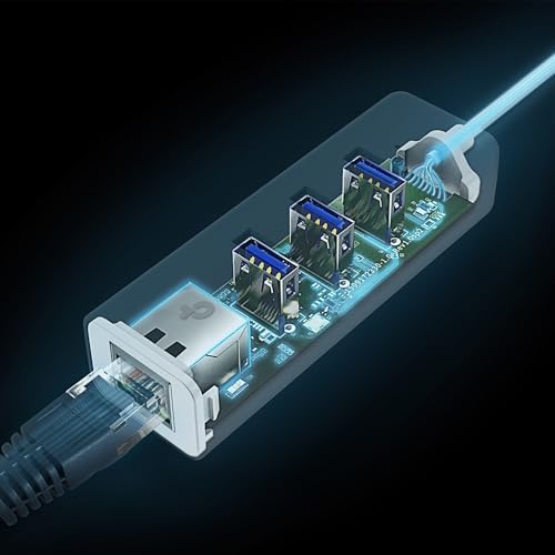 Adattatore USB Ethernet UE330C USB 3.0 Type C con 3 Porte, Gigabit Ethernet, Plug & Play, Compatto e leggero, Windows 11/10/8.1/8/7, MacOS, iPadOS, Chrome OS, Linux OS, Nintendo OS