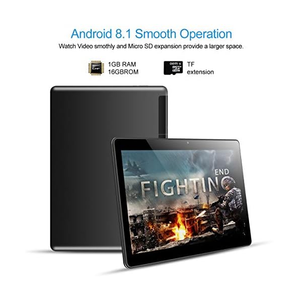 Padgene 10.1 Inch Google Android Tablet, Android 8.1 Phablet Tablet Quad Core Pad with Dual Camera, 1GB Ram 16GB ROM…