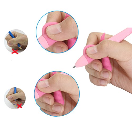 Silicone Pencils Grip Holder 4PCS Pen Writing Aid Grip Posture Correction Tool, Comfy Grips for Improving Writing, Best Effective for 3 to 12 Years Kids Children Students Kindergarten